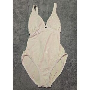Y2K Baby Phat By Kimora Lee One Piece Swimsuit Size 3X Ivory Sparkle Dots EUC